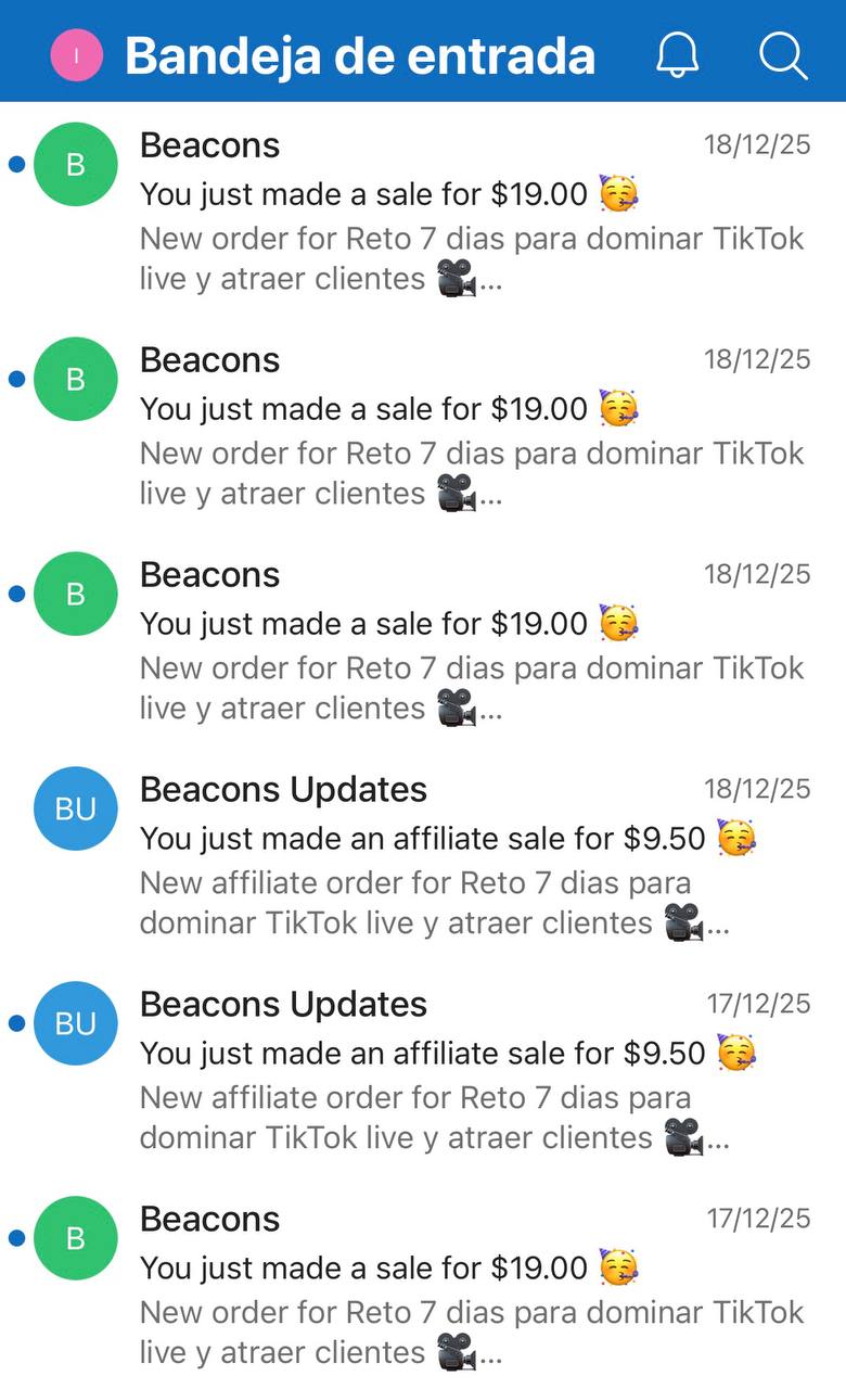 Notificación de venta