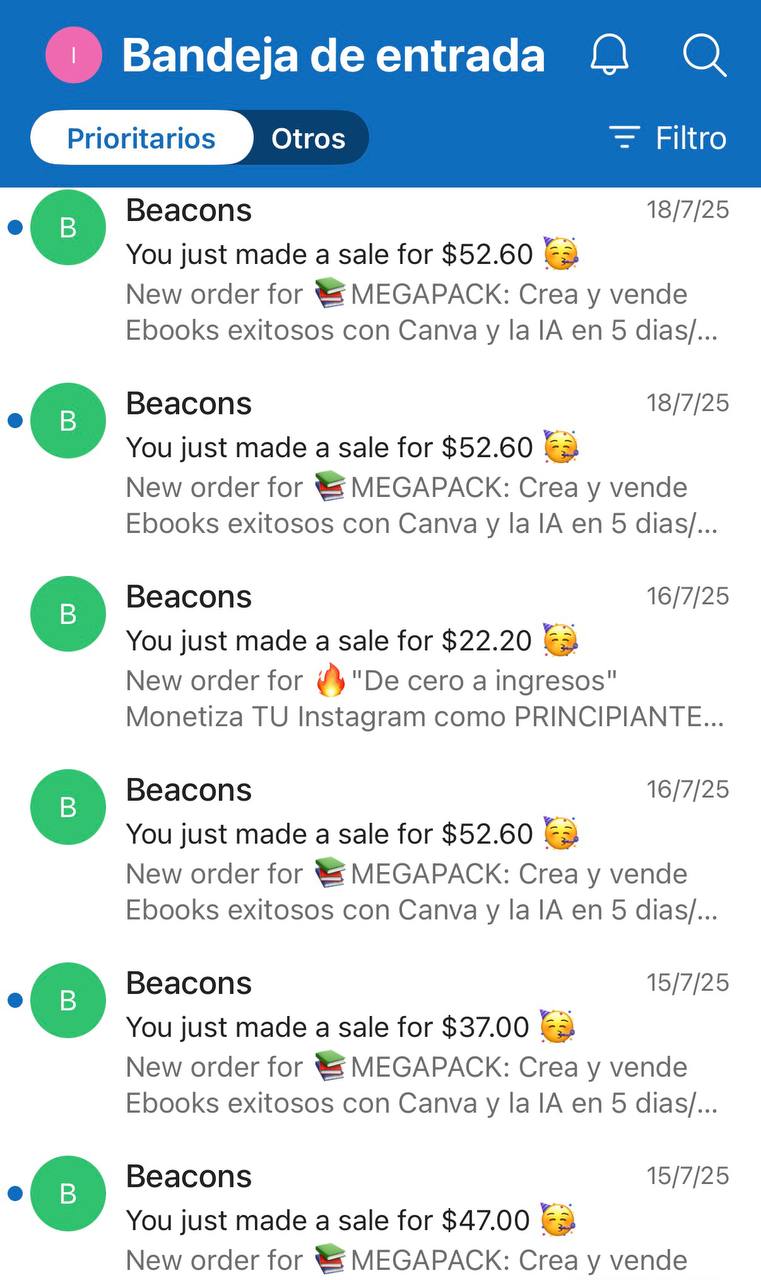 Notificación de venta