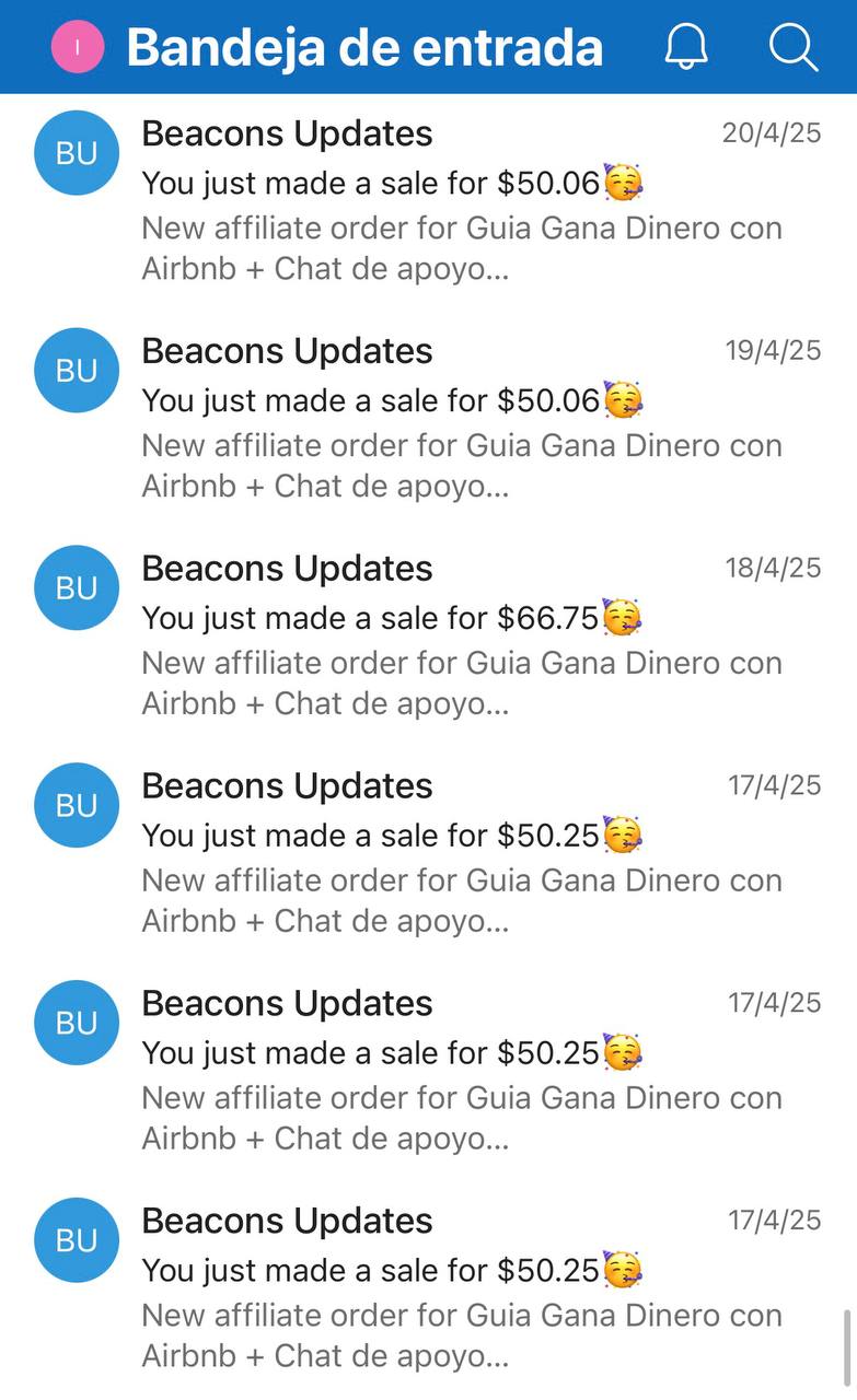 Notificación de venta