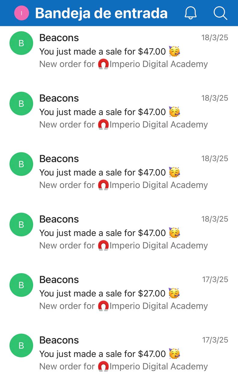 Notificación de venta